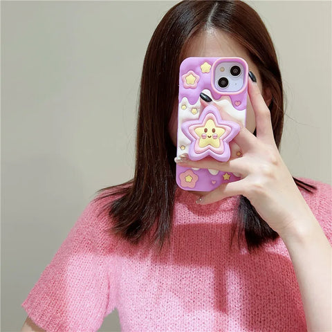 Funda para iPhone con estrellas 3D kawaii