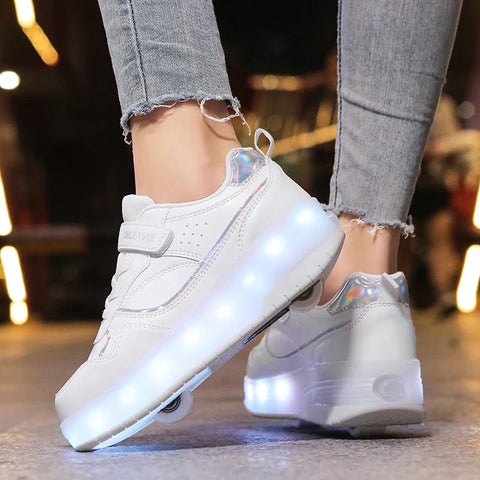 Lindas zapatillas con ruedas LED en colores pastel