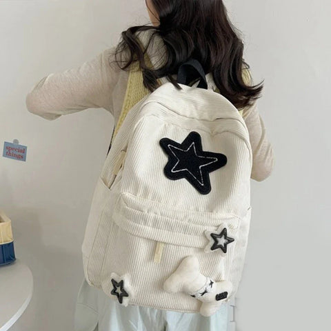 Mochila preppy de pana Y2K