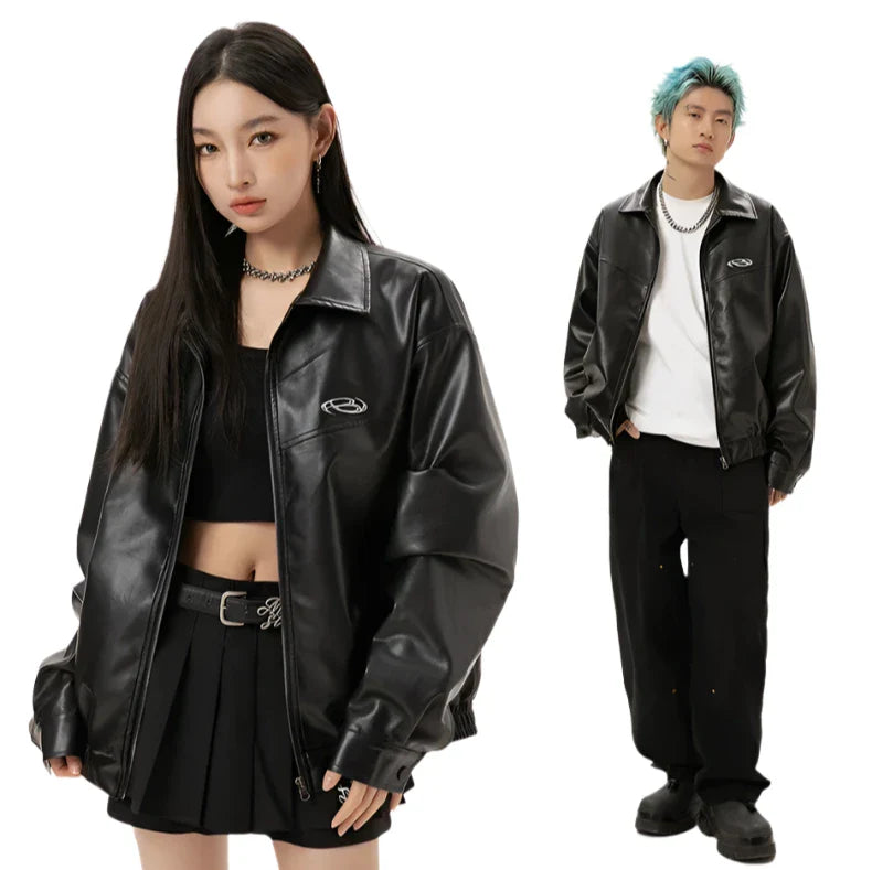 Chaqueta de cuero casual coreana