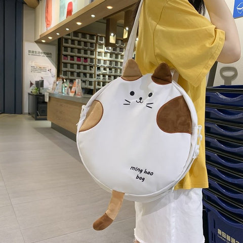 Bolso circular con forma de gato kawaii