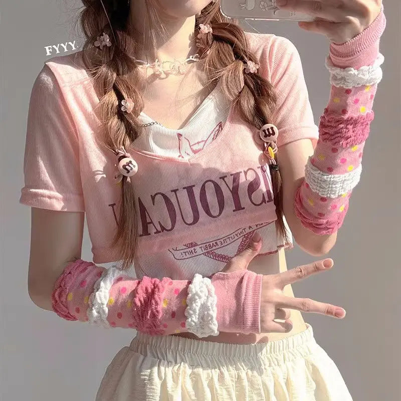 Lindos guantes rosas de lolita