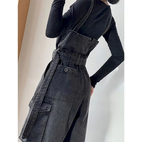 Schwarzer weiter Denim-Overall