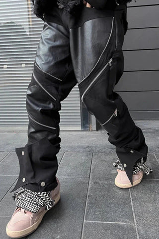 Pantalones de cuero punk oscuro