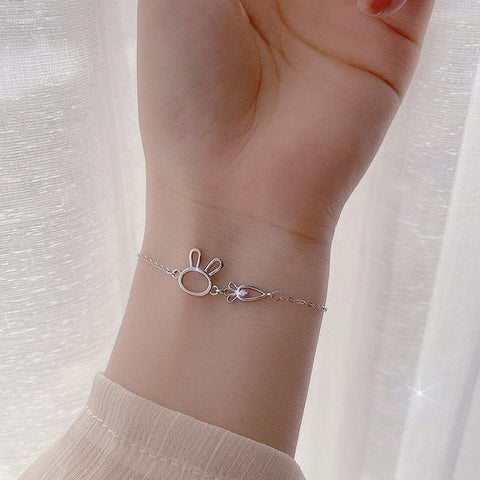 Pulsera de conejo de plata