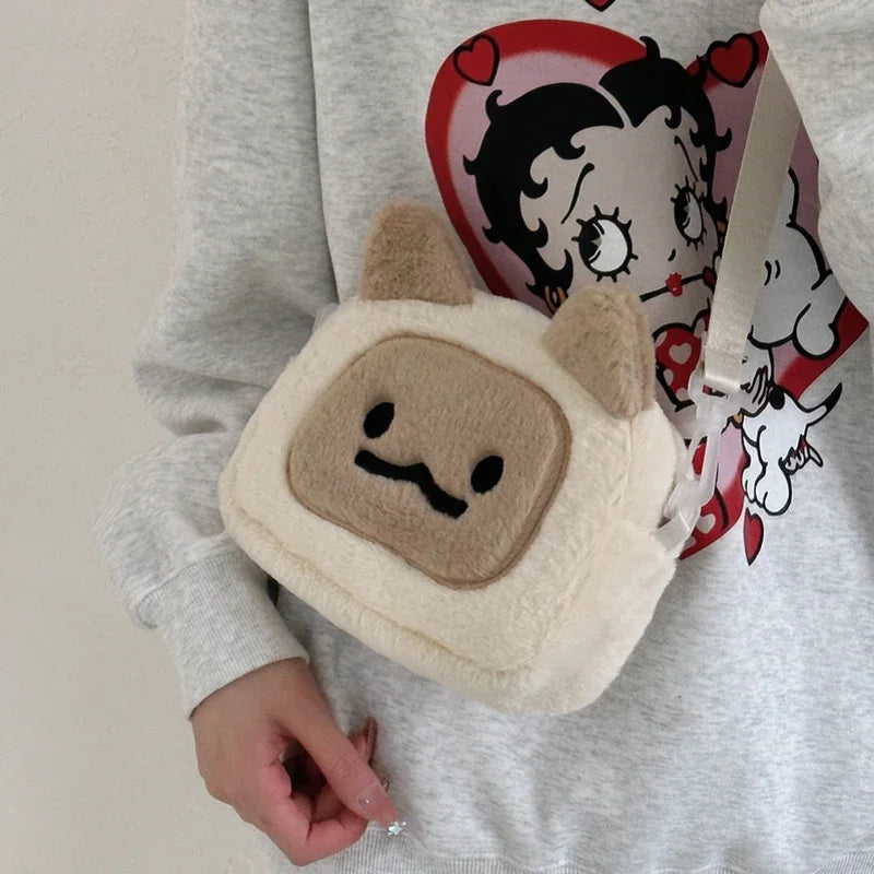 Bolso de hombro con forma de gato de peluche kawaii