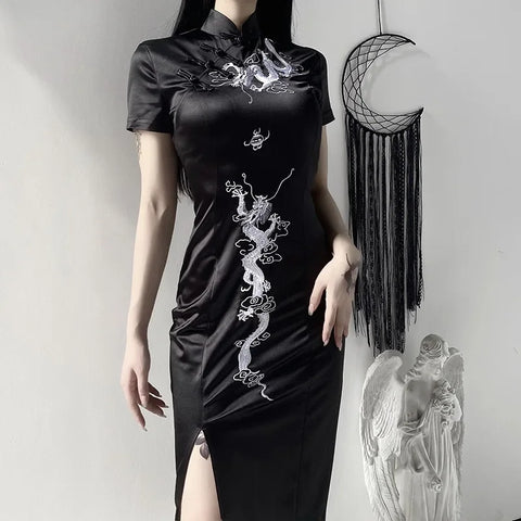 Gothic Retro Cheongsam Kleid