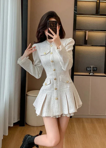 Cute Korean Pleated Mini Dress