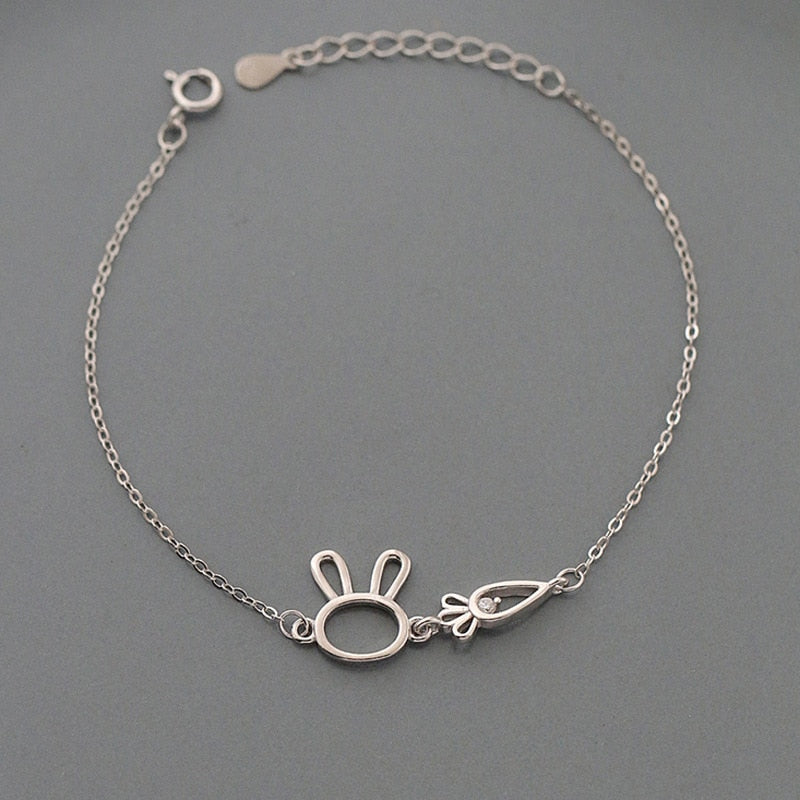 Pulsera de conejo de plata