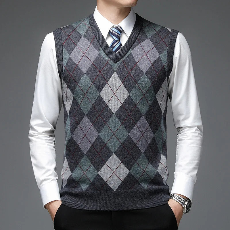 Atticus - Men's Argyle Knitted Sweater Vest