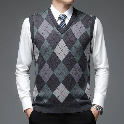 Atticus - Men's Argyle Knitted Sweater Vest