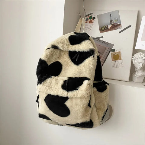 Cute Plush Heart Backpack