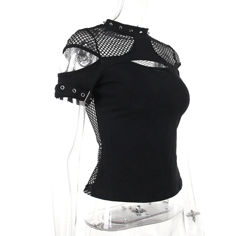 Fishnet Patchwork Gothic Top