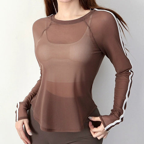 Top de manga larga para yoga y fitness para mujer Cover-Up