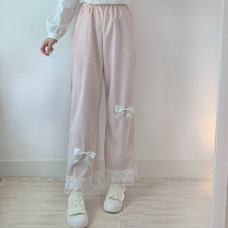 Pantalones de cintura alta japoneses kawaii