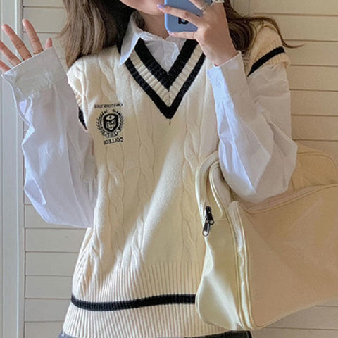 Ulzzang Mädchen Strickpullover