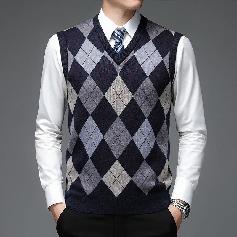 Atticus - Men's Argyle Knitted Sweater Vest
