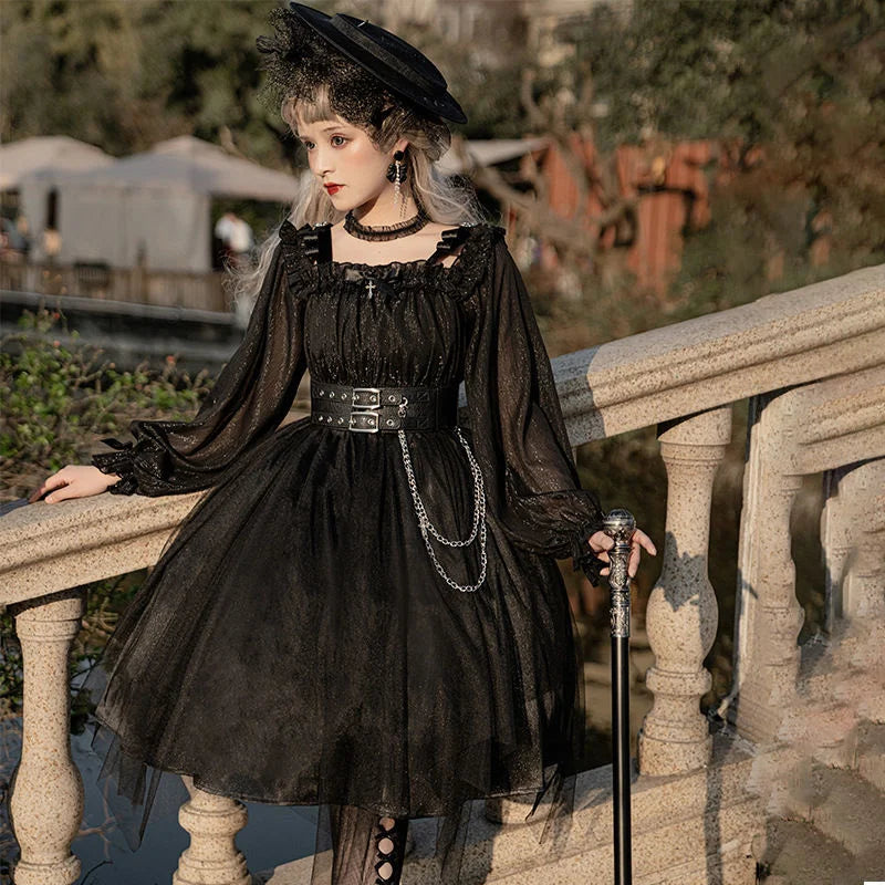 Vestido gótico lolita de manga larga