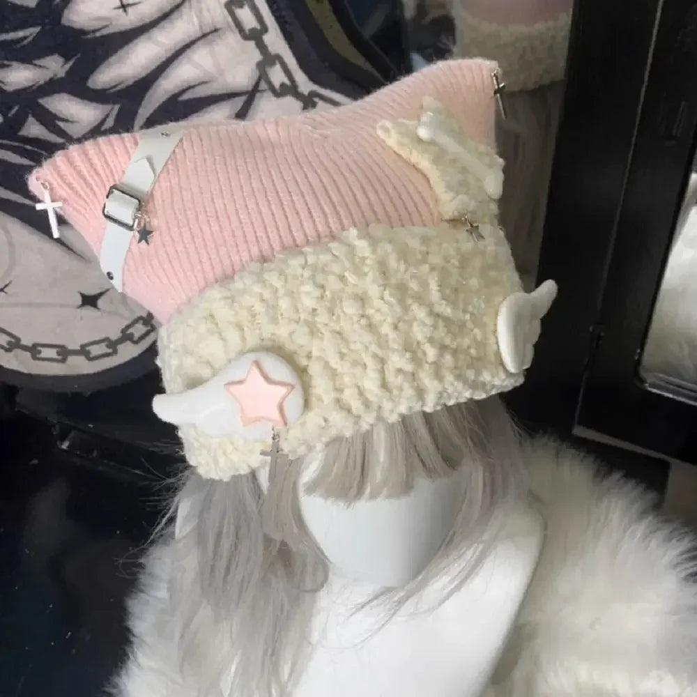 Gorro de invierno pastel de Harajuku