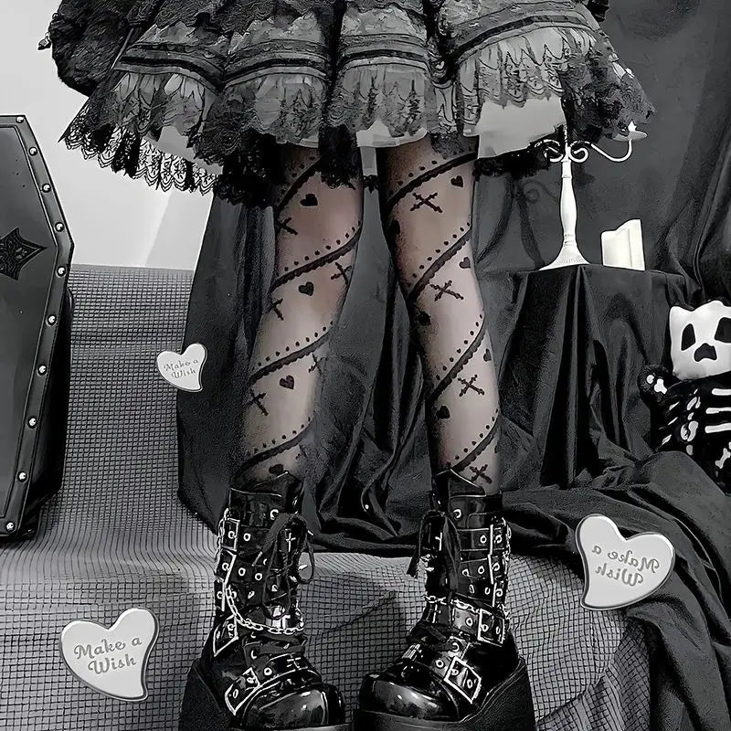 Gothic Lolita Herzstrümpfe