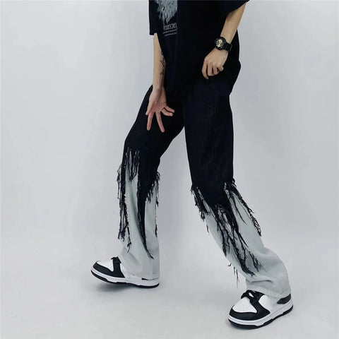 Pantalones japoneses holgados con borlas