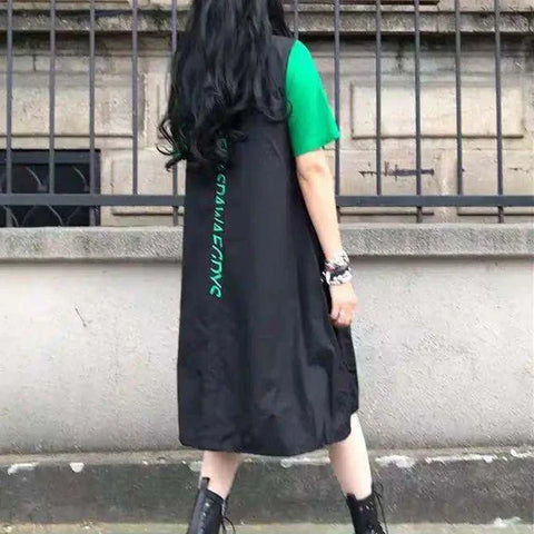 Vestido holgado con cremallera de estilo Harajuku 