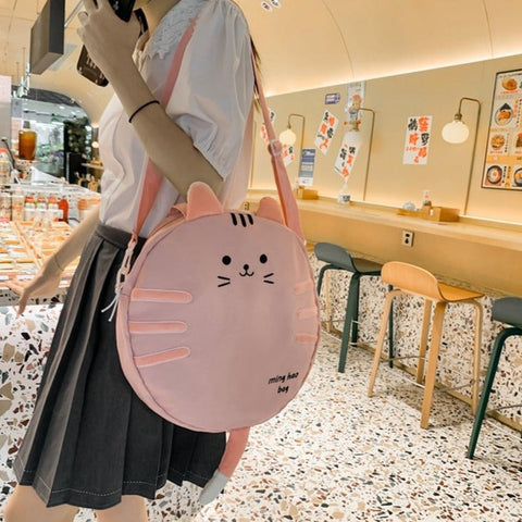 Bolso circular con forma de gato kawaii