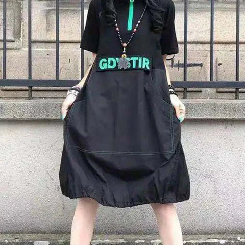 Vestido holgado con cremallera de estilo Harajuku 