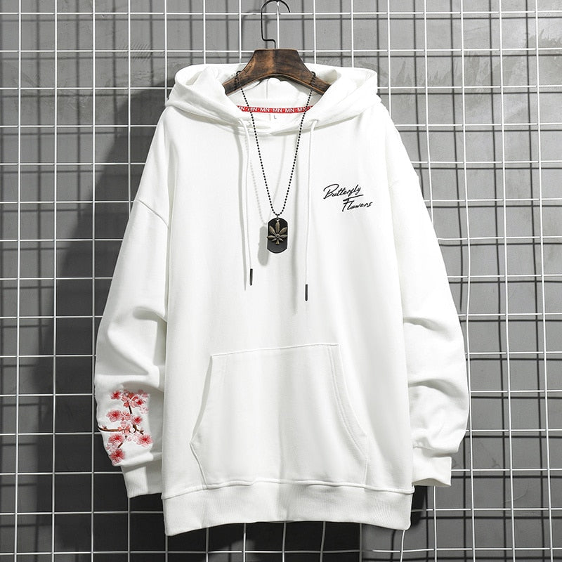 Sudadera con capucha y mariposas y flores de cerezo