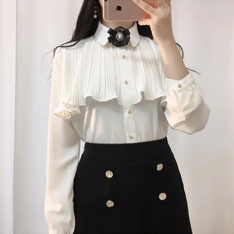 Koreanische süße Preppy-Bluse