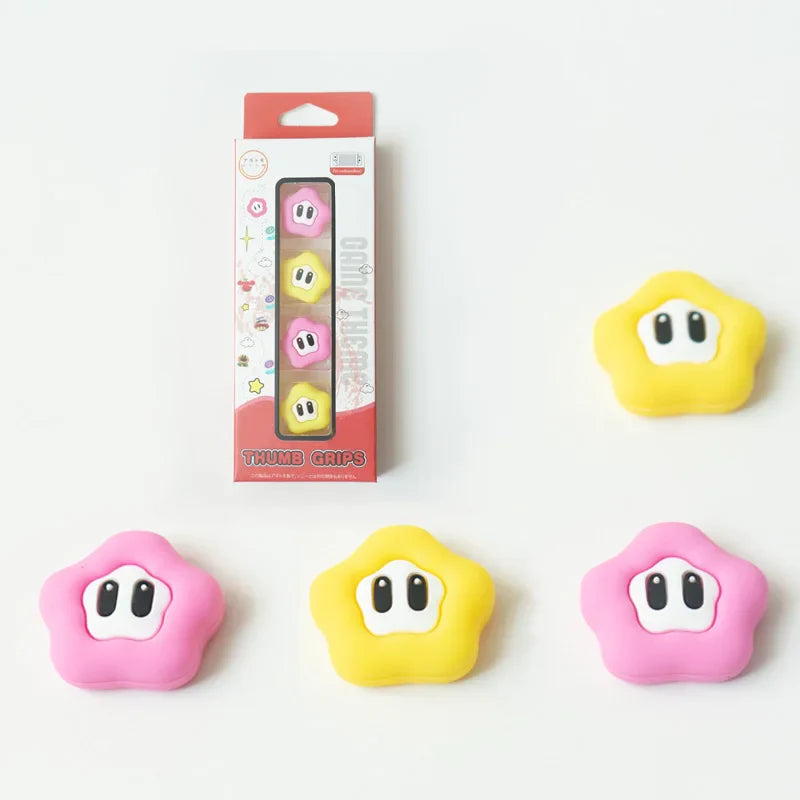 Tapas de agarre para pulgar con forma de estrella Kawaii para Switch