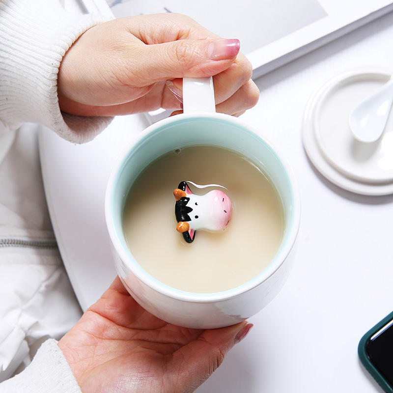 Tazas de cerámica con animales adorables