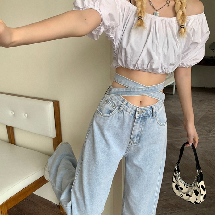 Denim Retro High Waist Pants