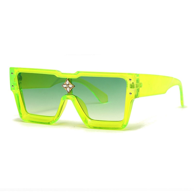 Oversized Crystal Frame Squared Sunglasses