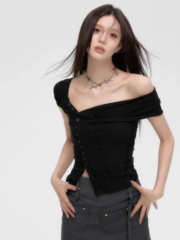 Koreanisches, schmales Crop-Top