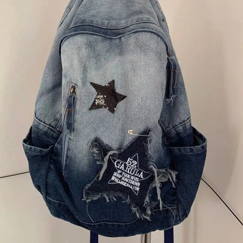 Y2K Denim Schultasche 