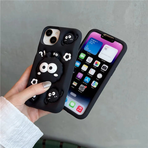 Funda para iPhone con dibujos animados en 3D kawaii