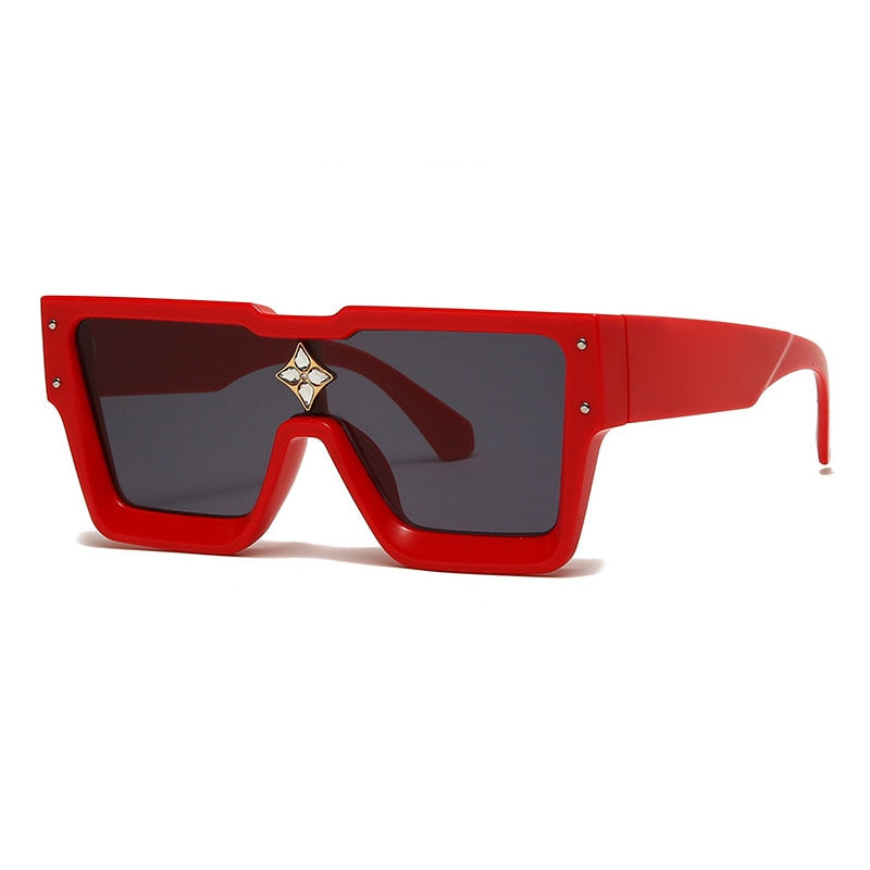 Oversized Crystal Frame Squared Sunglasses