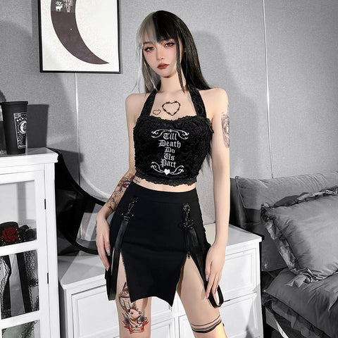 Goth Split Mini Skirt