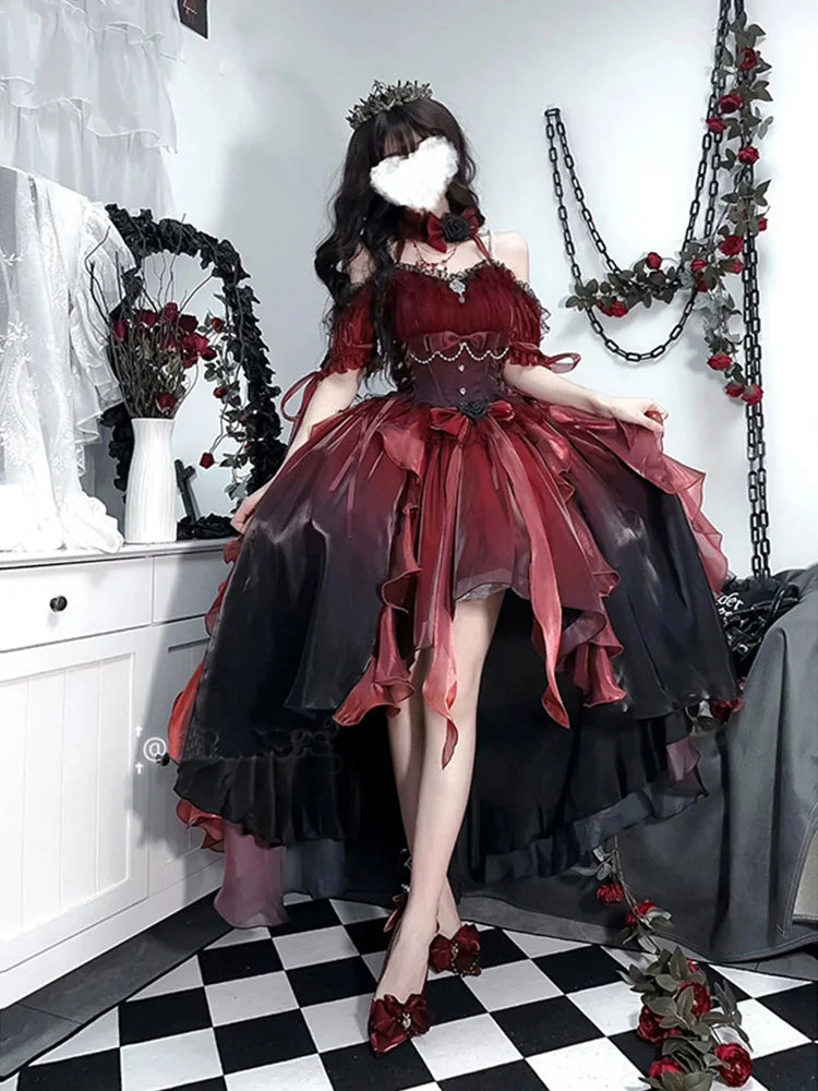 Dark Bride Lolita-Kleid mit Blumenmuster