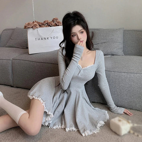 Lindo vestido coreano de manga larga