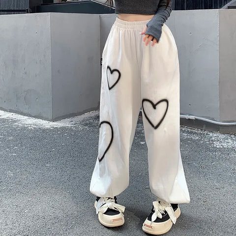 Pantalones con estampado de corazones Y2k