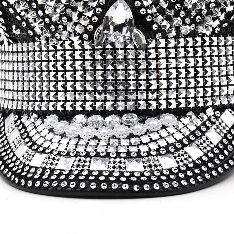 Roma - Luxury Rhinestone Cabbie Hat