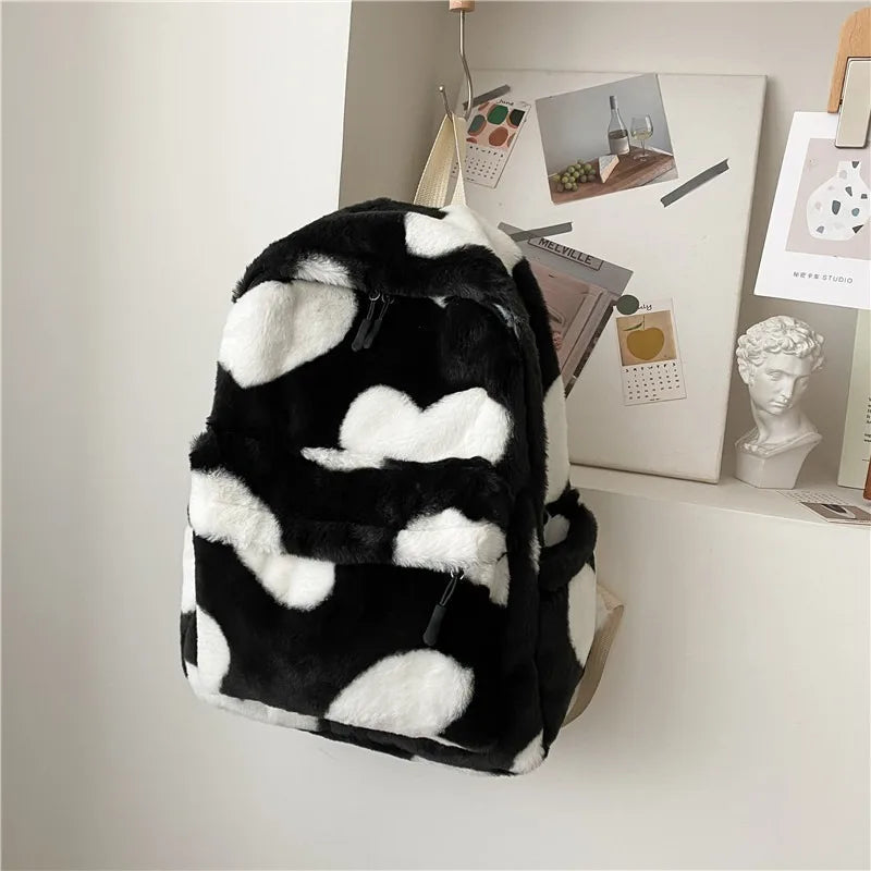 Cute Plush Heart Backpack