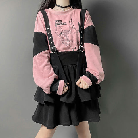 Conjunto de ropa de anime gótico pastel