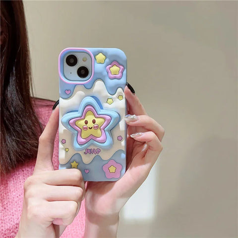 Funda para iPhone con estrellas 3D kawaii