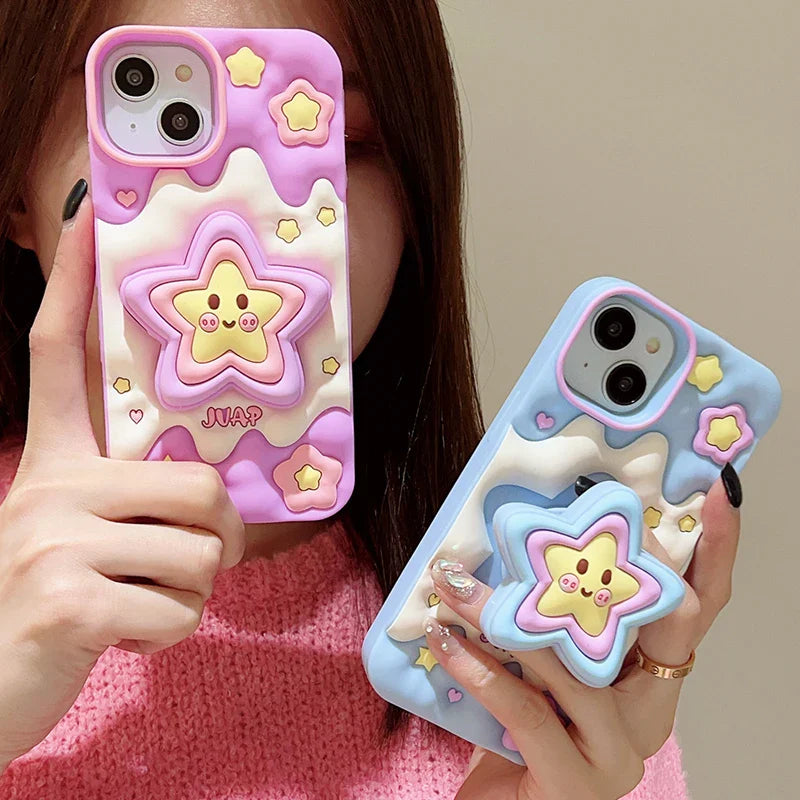 Funda para iPhone con estrellas 3D kawaii