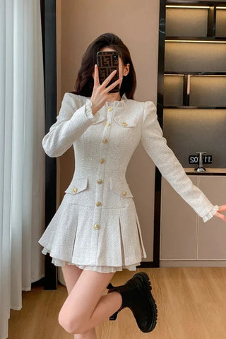 Cute Korean Pleated Mini Dress