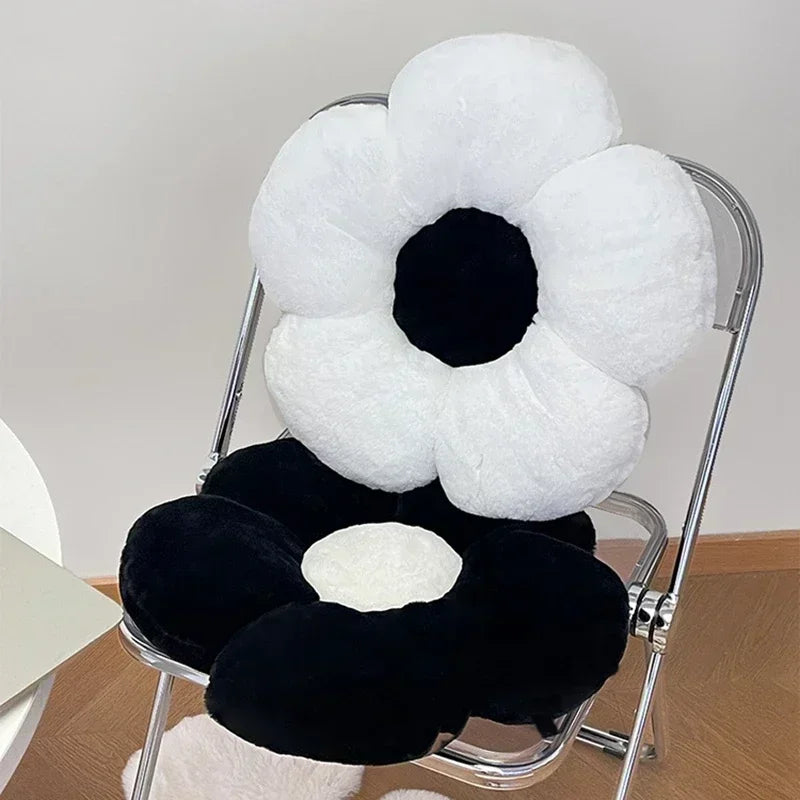 Cute Black & White Flower Soft Pillow