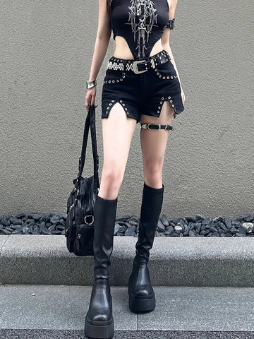 Goth Low Waist Denim Shorts